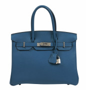 HERMÈS 2013  Sac BIRKIN 30 Veau Togo Bleu Cobalt Garniture métal argenté palladié  BIRKIN 30 bag Bleu Cobalt Togo ca...