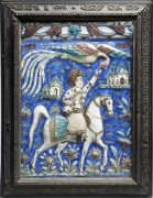 CARREAU AU CAVALIER  Iran, art qajar, vers 1865-85