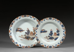 BASSIN ET PLAT EN PORCELAINE IMARI CHINOIS, Chine, dynastie Qing, XVIIIe siècle