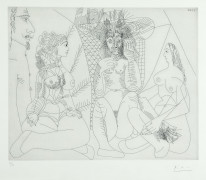 Pablo PICASSO 1881-1973 Trois femmes passant le temps, avec spectateur sévère - 7 mai 1968 (Bloch 1548 - Baer 1563) Eau-forte de la...