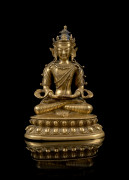 STATUETTE D'AMITAYUS EN BRONZE DORÉ, Sino-tibétain, XVIIIe siècle