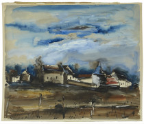 Maurice de VLAMINCK 1876 - 1958 Vieilles fermes de Valmondois Gouache et encre sur papier