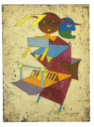 Victor BRAUNER 1903 - 1966 Sans titre - 1954 Cire sur papier marouflé sur carton