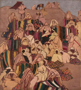 Marcelle ACKEIN 1882-1952 Le souk aux tapis à Marrakech, circa 1921 Huile sur toile