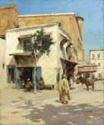 Joseph GARIBALDI 1863-1941 Rue ensoleillée Huile sur toile