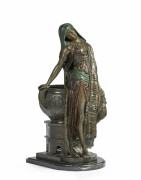 Arthur WAAGEN 1869-1910 Orientale à l'amphore Bronze sur socle en marbre