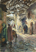 Henri PONTOY 1888-1968 Rue de la Médina Huile sur toile