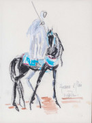 Hassan EL GLAOUI 1923-2018 Cavalier Fusain et gouache sur papier