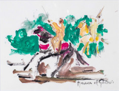 Hassan EL GLAOUI 1923-2018 Cavaliers Aquarelle et gouache sur papier