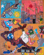 Soleymane KONATÉ Né en 1983 - Côte d'Ivoire World, 2016 Acrylique, pastel et collages sur toile