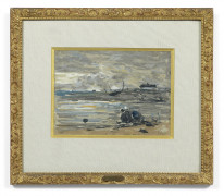 Eugène BOUDIN 1824 - 1898 Marine Gouache sur papier