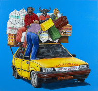 Abdias NGATEU Né en 1990 - Cameroun Taxi Brousse 3, 2021 Acrylique sur toile