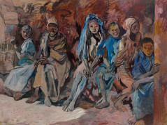 Edy LEGRAND 1892-1970 Enfants des souks, Marrakech Huile sur papier marouflé sur toile montée sur panneau