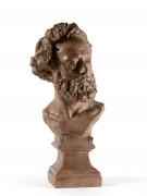 Jean-Baptiste CARPEAUX Valenciennes,1827 - Courbevoie, 1875 Portrait du peintre Bruno Chérier (1817-1880) Buste en plâtre patiné