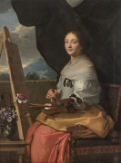 Ecole française du XVIIe siècle  Portrait de Catherine Duchemin (1630-1698), peintre de fleurs, épouse du sculpteur François Girardo...