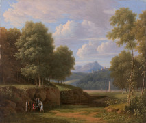 Jean-Victor BERTIN Paris, 1767 - 1842 Le jeu du frappe-main dans un paysage classique Huile sur toile