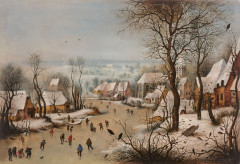 Pieter BRUEGHEL le Jeune Bruxelles, vers 1564 - Anvers, 1637/38 La trappe aux oiseaux Panneau de chêne, aminci, doublé et parqueté