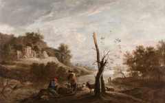 David TENIERS Bruxelles, 1610 - 1690 Bergers et leurs troupeaux dans un paysage Huile sur toile