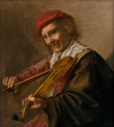 Jan Miense MOLENAER Haarlem, vers 1610 - 1668 Le Violoniste Huile sur panneau de chêne, une planche