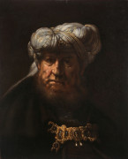 Ecole hollandaise du XVIIe siècle Entourage de Rembrandt Homme en costume oriental (Le roi Ozias frappé de la lèpre) Huile sur toile