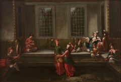 Jean-Baptiste VANMOUR Valenciennes, 1671 - Constantinople, 1737 Danse dans le harem Huile sur toile