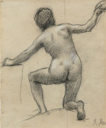 Pierre PUVIS DE CHAVANNES Lyon, 1824 - Paris, 1898 Nu féminin de dos, étude pour 'L'Eté' Crayon noir, estompe et rehauts de craie bl