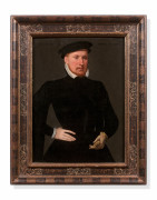 Ecole brugeoise, 1566 Atelier de Pierre Pourbus Portrait d'homme aux gants Panneau de chêne, une planche