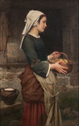 Emile Auguste HUBLIN Angers, 1830 - 1891 Le panier de pommes Huile sur toile (Toile d'origine)