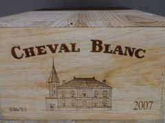 12 bouteilles CHÂTEAU CHEVAL BLANC 2007 1er GCC (A) Saint Emilion Caisse bois d'origine