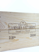 3 bouteilles CHÂTEAU LA MISSION HAUT BRION 2006 CC Pessac Léognan Caisse bois d'origine