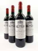 4 bouteilles CHÂTEAU LEOVILLE LAS CASES 1990 2è GC Saint Julien (légèrement bas