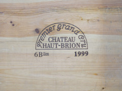 6 bouteilles CHÂTEAU HAUT BRION 1999 1er GC Pessac Léognan Caisse bois d'origine (abimée