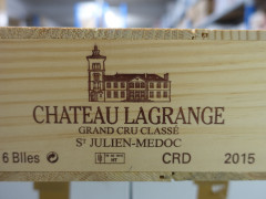 6 bouteilles CHÂTEAU LAGRANGE 2015 3è GC Saint Julien Caisse bois d'origine