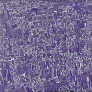 Houston MALUDI Né en 1978 - République Démocratique du Congo La Vie en Communauté, 2021 Crayon blanc sur encre violette et apprêt su...