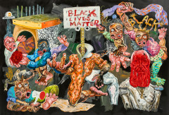 Cristiano MANGOVO BRÁS Né en 1982 - Angola Black lives matter, 2021 Acrylique sur toile (présentée libre)