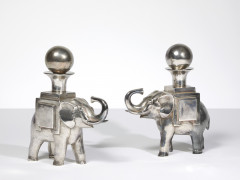 François-Xavier LALANNE 1927-2008 Rare paire de bougeoirs modèle « Éléphant » - circa 1990