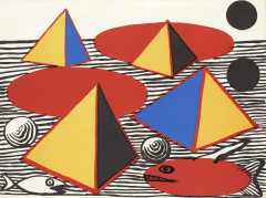 Alexander CALDER (1898 - 1976) Pyramides et poissons (pour Louisiana) – 1976 Lithographie en couleurs