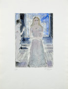 Paul DELVAUX (1897 - 1994) Vitrail - 1969 Eau-forte réhaussée à l'aquarelle, imprimée sur Rives