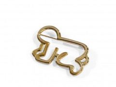 Keith HARING (1958 - 1990) Golden Baby - 1989 Broche en or