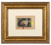 Joan MIRÓ (1893 - 1983) Nous avons - 1959 - planche 3 Eau-forte et aquatinte, rehaussée par l'artiste en rouge et jaune