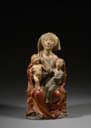 GROUPE EN TILLEUL SCULPTÉ PEINT POLYCHROME, ALLEMAGNE, SOUABE, VERS 1480-1500 Sainte Anne Trinitaire