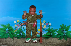 Chéri SAMBA Né en 1956 - République Démocratique du Congo Le petit Kadogo, 2008 Huile et paillettes sur toile