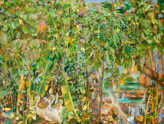 Joseph NTENSIBE Né en 1953 - Ouganda Sans titre (série Tropical Garden), 2019 Huile sur toile