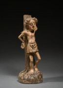 FIGURE EN BOIS SCULPTÉ PEINT POLYCHROME, SOUABE OU ESPAGNE, XVIe SIÈCLE Saint Sébastien