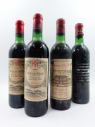 4 bouteilles 2 bts : CHÂTEAU GAZIN 1970 Pomerol (haute épaule, étiquettes sales, tachées)