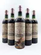 5 bouteilles CHÂTEAU LA MISSION HAUT BRION 1962 CC Pessac Léognan (1 légèrement bas, 2 haute épaule, 2 mi-épaule
