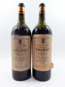 2 magnums CHÂTEAU TALBOT 1926 4è GC Saint Julien (basse épaule, étiquettes abimées, déchirées