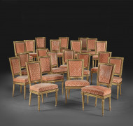 SUITE DE VINGT-ET-UNE CHAISES DONT CINQ D'ÉPOQUE LOUIS XVI Estampille de Sulpice Brizard