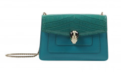 BULGARI  Sac SERPENTI FOREVER Mini Alligator et cuir vert émeraude (Alligator mississipiensis) II/B Garnitures en métal doré...