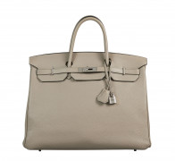 HERMÈS 2011  Sac BIRKIN 40 Veau Togo Gris Tourterelle Garniture métal argenté palladié  BIRKIN 40 bag Gris Tourterel...